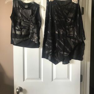 Celo 2-piece Vegan leather and suede skirt set